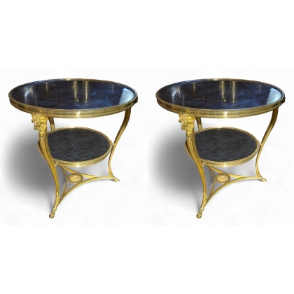  Paire de guéridons ronds "Tête de sur  Moinat SA  - Antiquités décoration