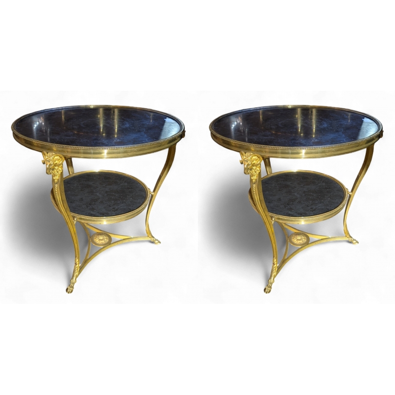  Paire de guéridons ronds "Tête de sur  Moinat SA  - Antiquités décoration