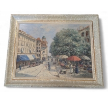Tableau "Place du Molard" signé G. DJAKELI