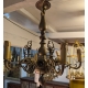 Chandelier, deer heads.
