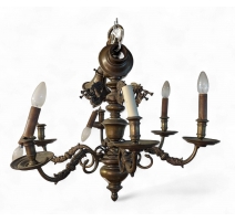 Lustre Hollandais à 6 lumières, décor sirènes