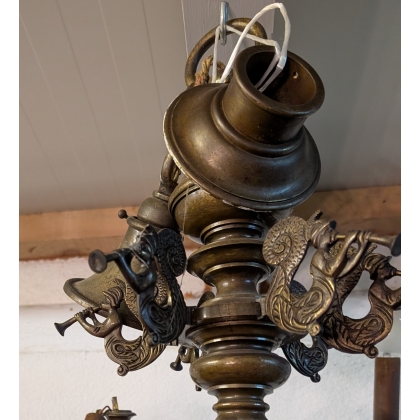 Lustre Hollandais à 6 lumières, décor sirènes