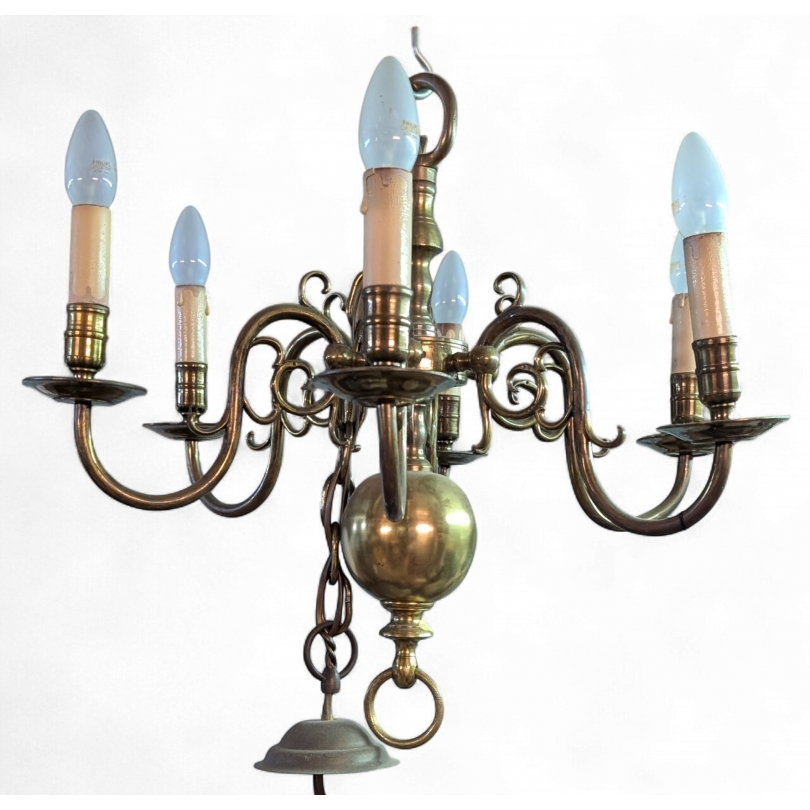 Luste Hollandais en bronze à 6 lumières