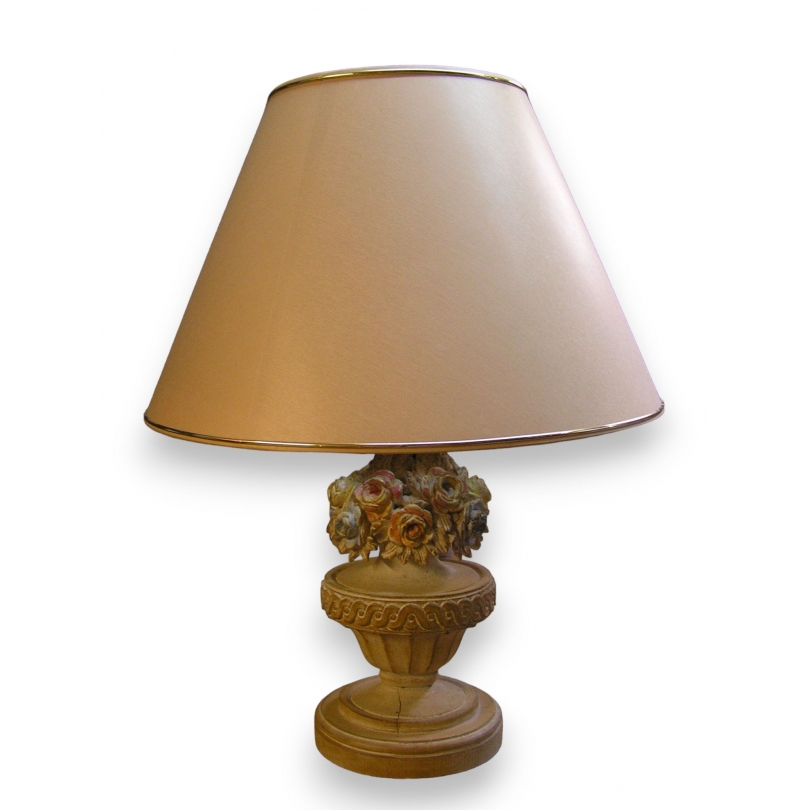  Lampe de table en bois sculpté "fleurs" sur  Moinat SA  - Antiquités décoration
