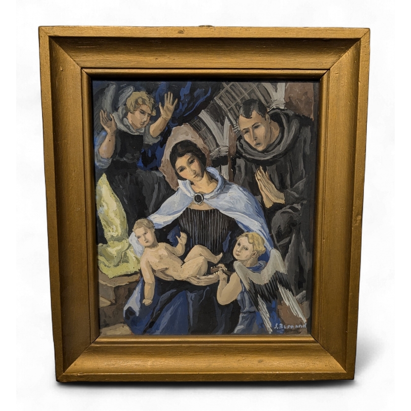 Tableau \"Sainte famille\" signé S. BURNAND