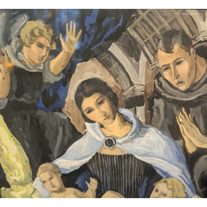 Tableau \"Sainte famille\" signé S. BURNAND