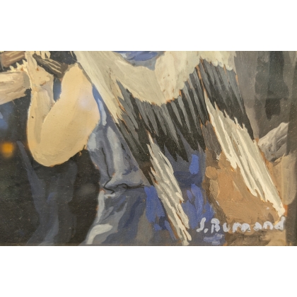 Tableau \"Sainte famille\" signé S. BURNAND
