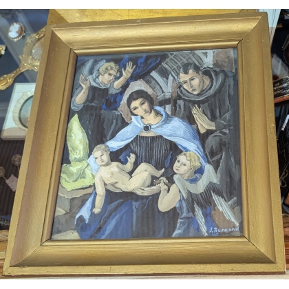 Tableau \"Sainte famille\" signé S. BURNAND