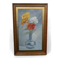 Aquarelle "Zinnas" signé Hélène HANTZ