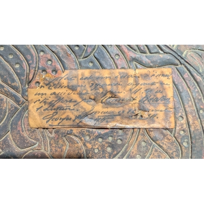 Grand plat en cuivre émaillé signé HEATON