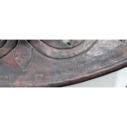 Grand plat en cuivre émaillé signé HEATON