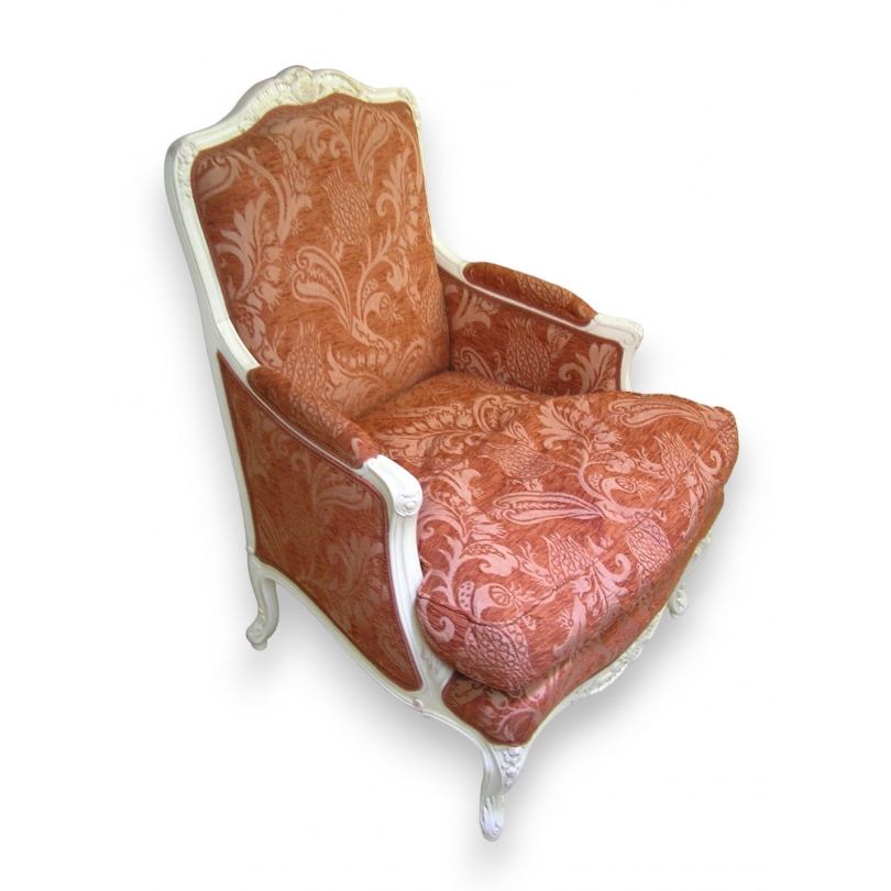Bergère style Régence en hêtre laqué blanc