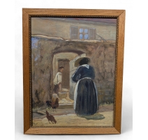 Aquarelle "Ferme valaisanne" signée