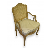 Fauteuil style Louis XV Nogaret en hêtre canné
