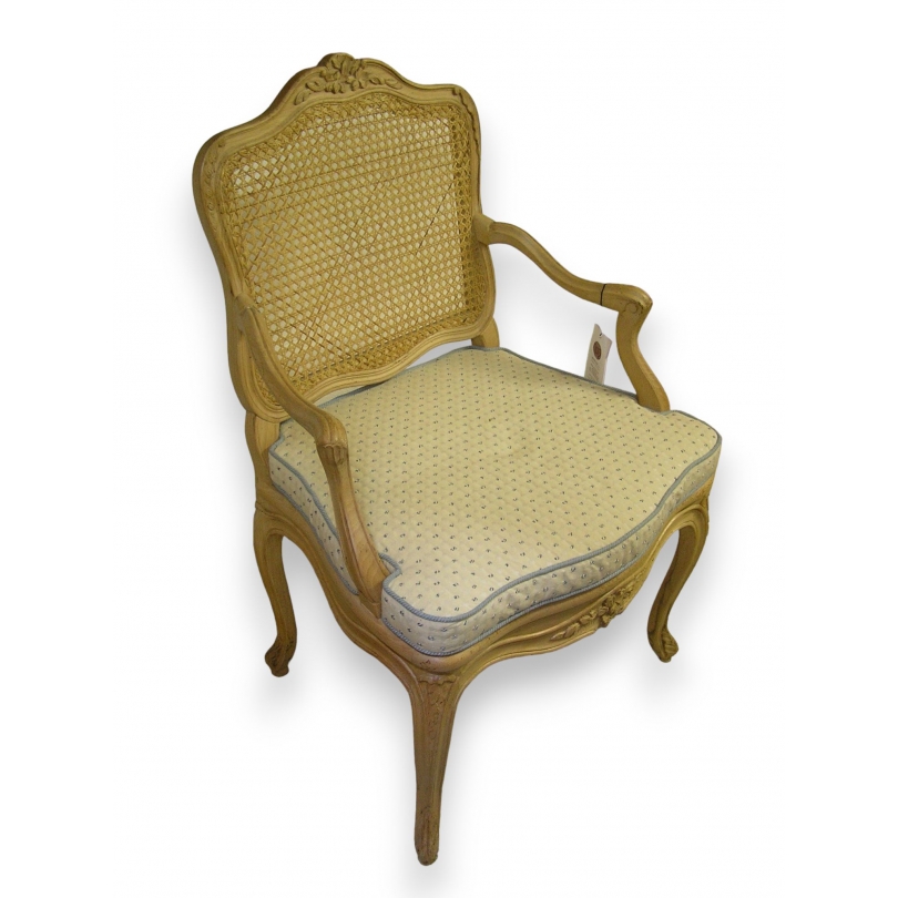 Fauteuil style Louis XV Nogaret en hêtre canné
