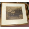Engraving entitled ‘Bords du Rhône’, signed J. MÉGARD, 1910