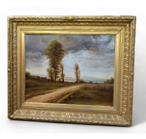 Huile sur toile "Paysage-Lac"