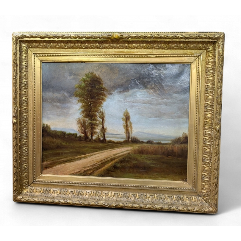 Huile sur toile "Paysage-Lac"