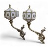 Pair of lanterns with a cast-iron bracket
