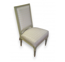 Chauffeuse style Louis XVI laquée bleue