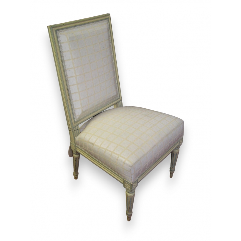 Chauffeuse style Louis XVI laquée bleue