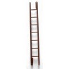 Retractable bookcase ladder in brown leather