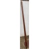 Retractable bookcase ladder in brown leather