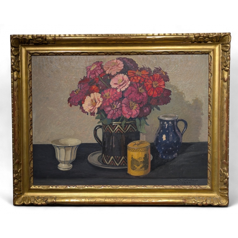Paintings | Painting entitled ‘Bouquet of Flowers’ signed DELACHAUX Moinat SA  – Antiques and home décor