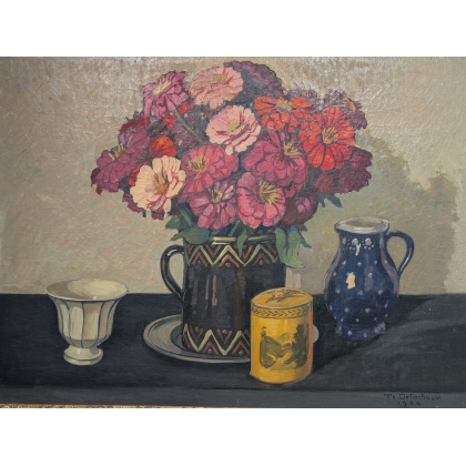 Paintings | Painting entitled ‘Bouquet of Flowers’ signed DELACHAUX Moinat SA  – Antiques and home décor