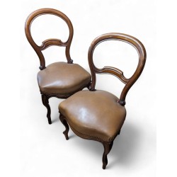 Paire de chaises Louis-Philippe, cuir