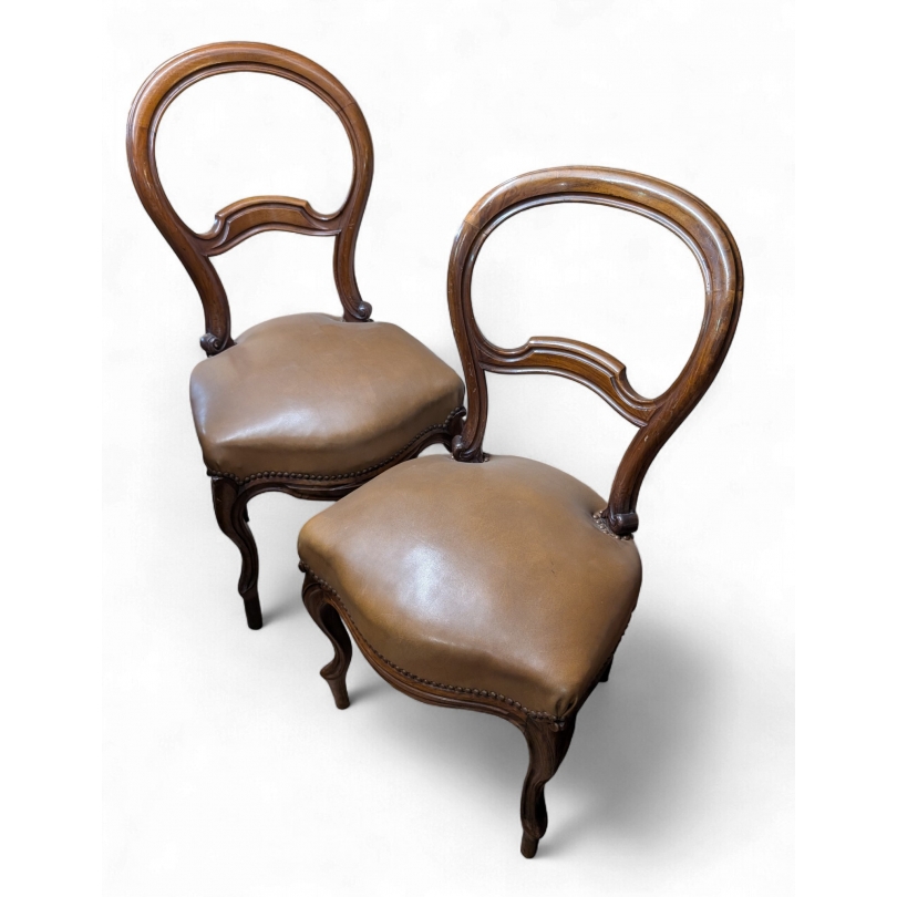 Paire de chaises Louis-Philippe, cuir
