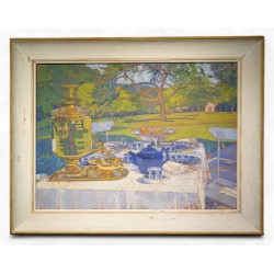Tableau \"Le goûter à Bellerive\" signé ALK
