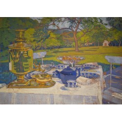 Tableau \"Le goûter à Bellerive\" signé ALK