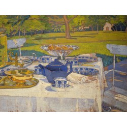Tableau \"Le goûter à Bellerive\" signé ALK