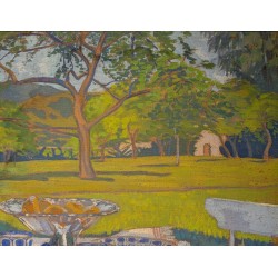 Tableau \"Le goûter à Bellerive\" signé ALK