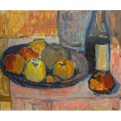Tableau \"Assiette d\'été\" signé AL