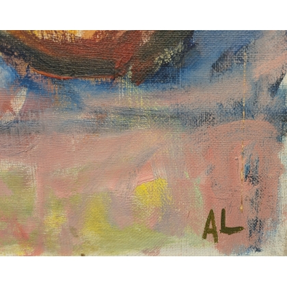 Tableau \"Assiette d\'été\" signé AL