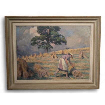 Tableau \"Les moissons\" signé David BURNAND