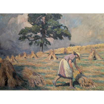 Tableau \"Les moissons\" signé David BURNAND