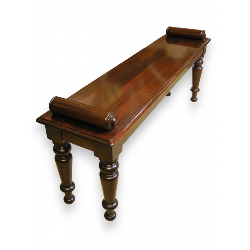 Banquette anglaise en acajou à rouleaux