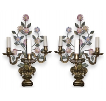 Paire d'appliques style Régence, en fer peint