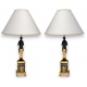 Paire de lampes en bronze doré patiné