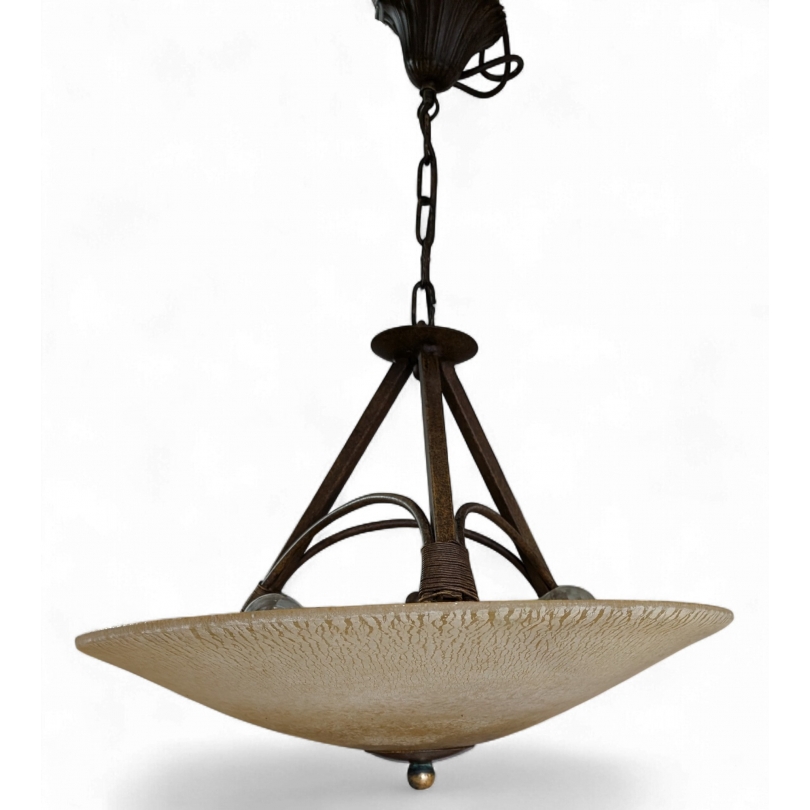 Suspension en fer et verre dépoli