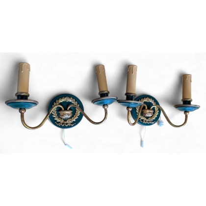 Pair of Empire-style wall lights with two bulbs