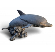 Pied de table basse Dauphin en bronze