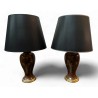Paire de lampes en céramique émaillée rouge