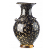 Vase en verre, jaspés de poudre intercalaire doré