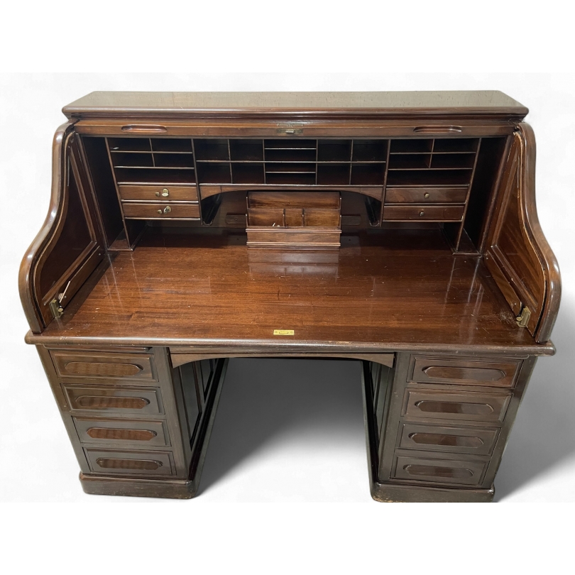 Bureau américain en acajou à 8 tiroirs