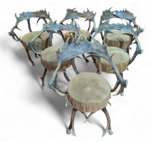 Suite de 6 chaises en corne d'élan et de cerf