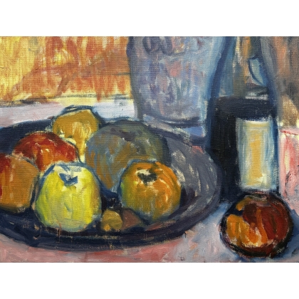 Tableau \"Assiette d\'été\" signé AL